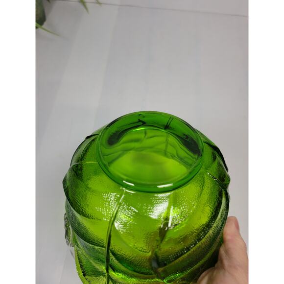 Vintage Viking Art Glass Green Cabbage Leaf Basket, MCM - Picture 5 of 5